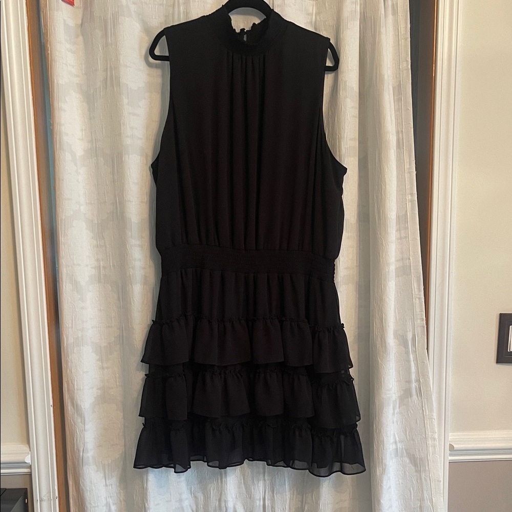 MSK Black Ruffled Mini Dress